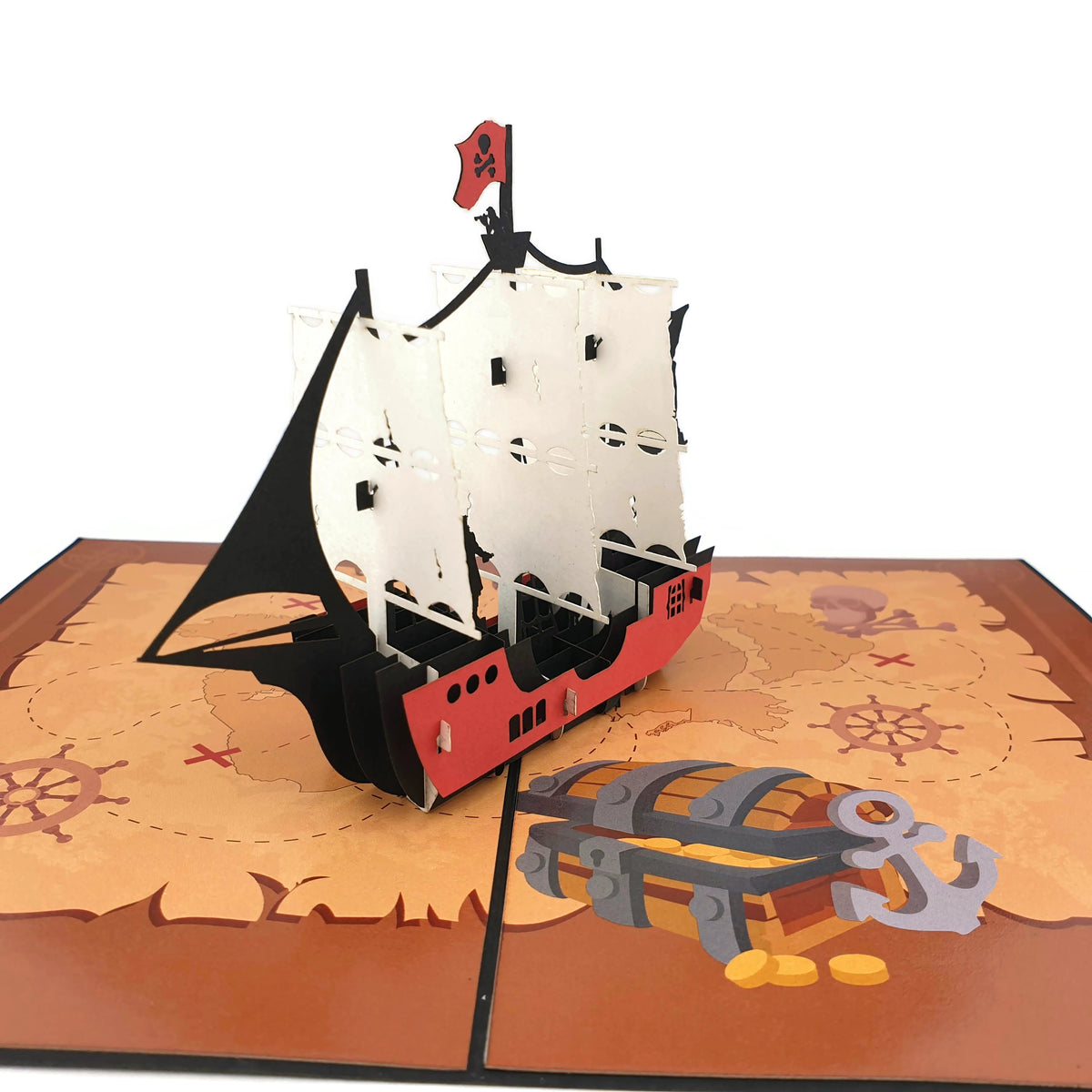 Jolly Roger Pirate Ship Pop-Up Card