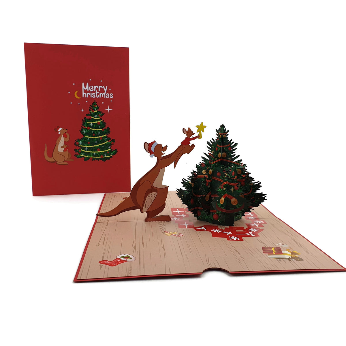 Kangaroo Christmas Tree Pop Up Card