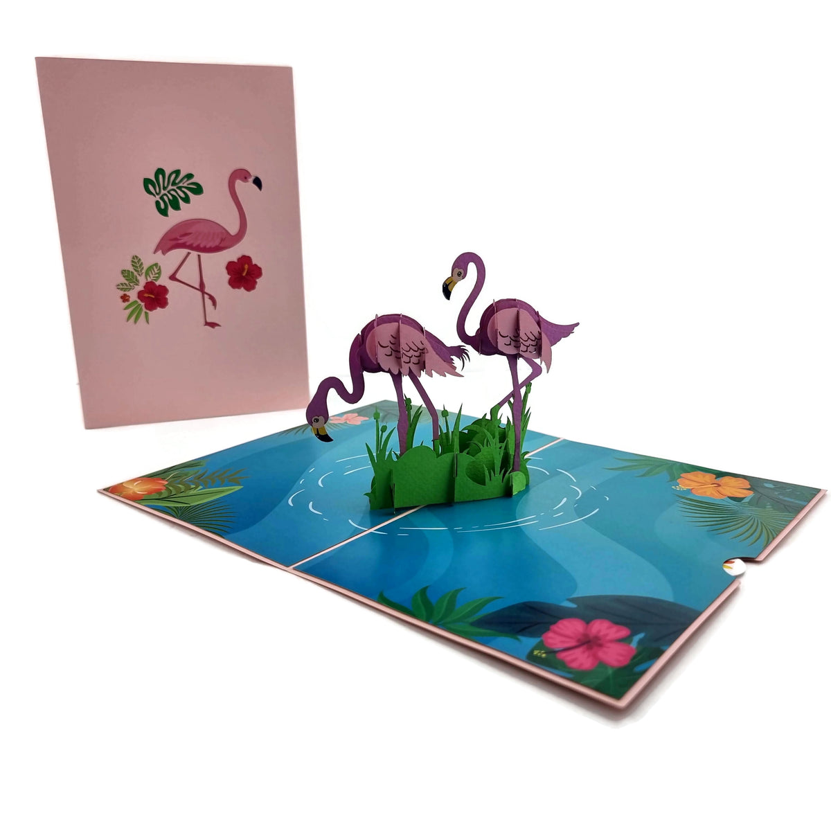 Pink Flamingos Pop Up Card
