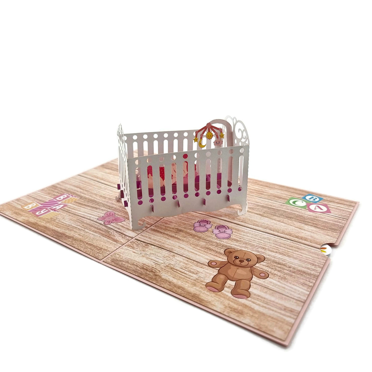 Pink Baby Cot Pop Up Card